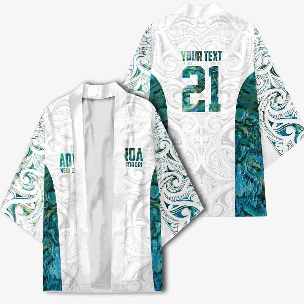 Custom New Zealand Aotearoa Kimono Green Maori Paua Shell Indigenous - Aussie Hoodie