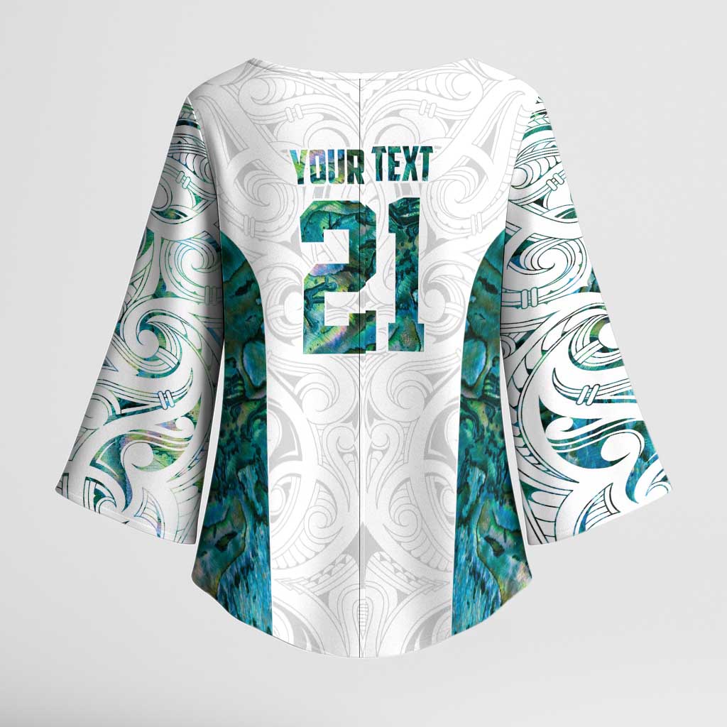 Custom New Zealand Aotearoa Kimono Sleeve Blouse Green Maori Paua Shell Indigenous - Aussie Hoodie
