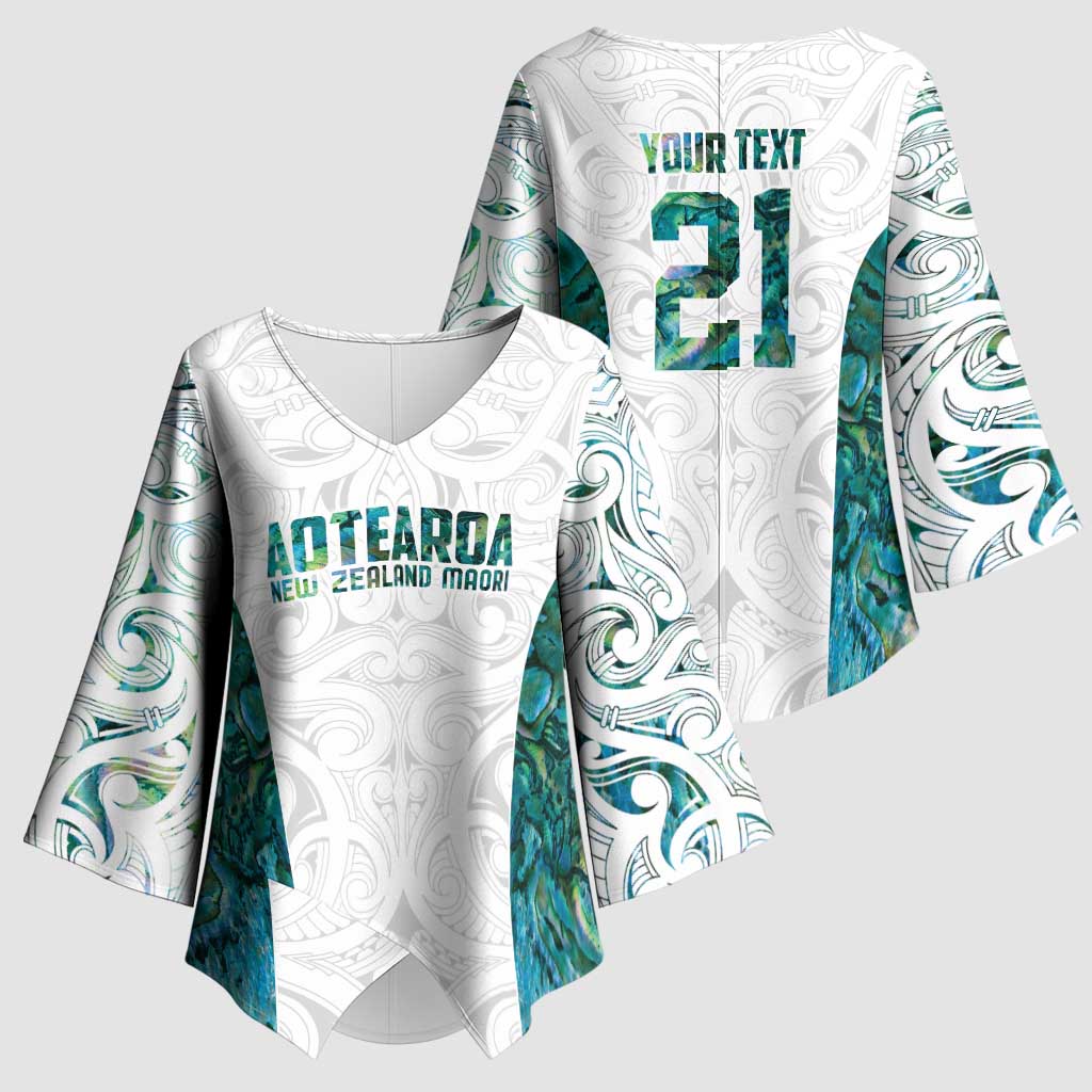 Custom New Zealand Aotearoa Kimono Sleeve Blouse Green Maori Paua Shell Indigenous - Aussie Hoodie