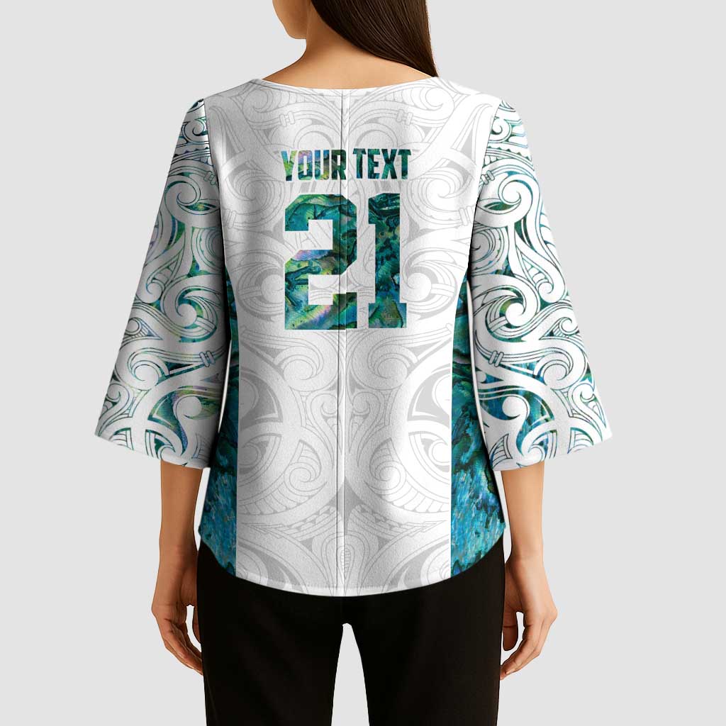 Custom New Zealand Aotearoa Kimono Sleeve Blouse Green Maori Paua Shell Indigenous - Aussie Hoodie