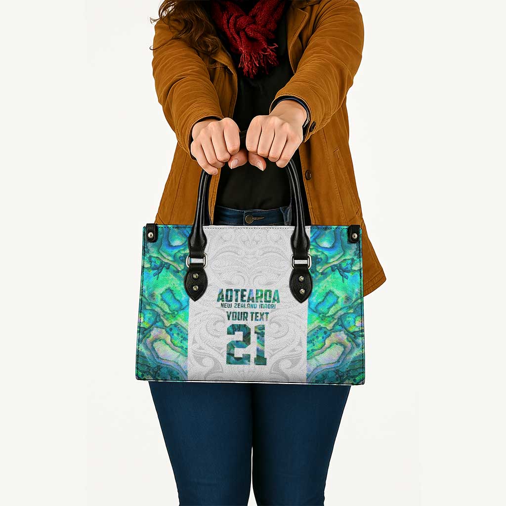 Custom New Zealand Aotearoa Leather Bag Green Maori Paua Shell Indigenous - Aussie Hoodie