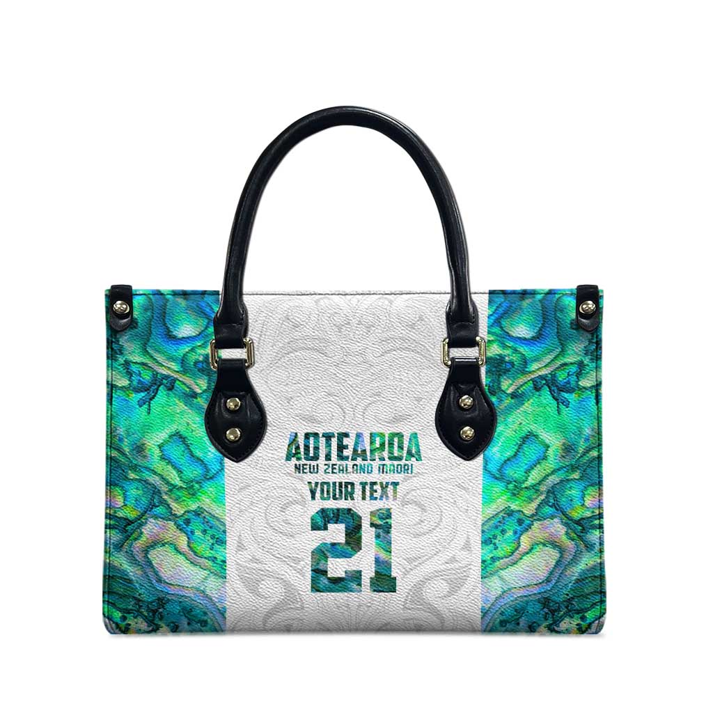 Custom New Zealand Aotearoa Leather Bag Green Maori Paua Shell Indigenous - Aussie Hoodie