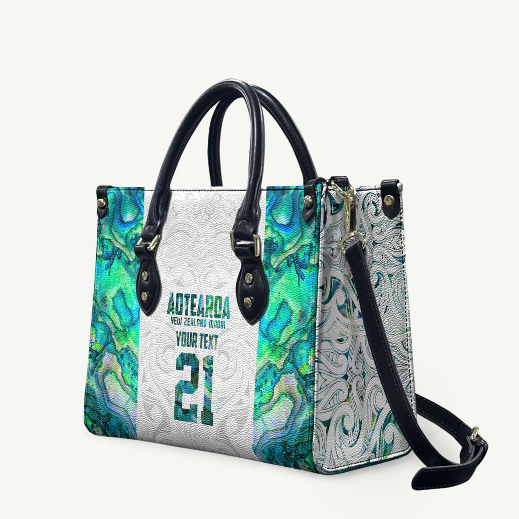 Custom New Zealand Aotearoa Leather Bag Green Maori Paua Shell Indigenous - Aussie Hoodie