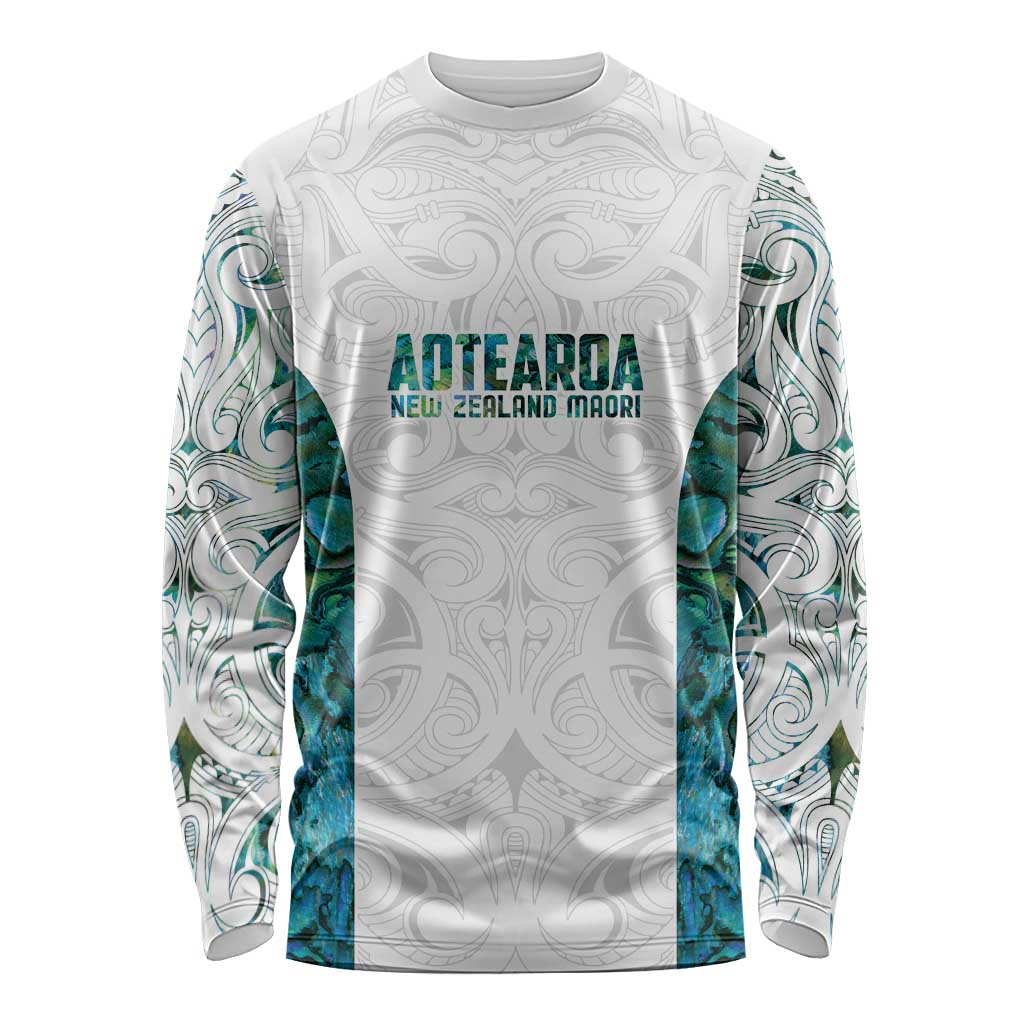 Custom New Zealand Aotearoa Long Sleeve Shirt Green Maori Paua Shell Indigenous - Aussie Hoodie