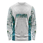 Custom New Zealand Aotearoa Long Sleeve Shirt Green Maori Paua Shell Indigenous - Aussie Hoodie