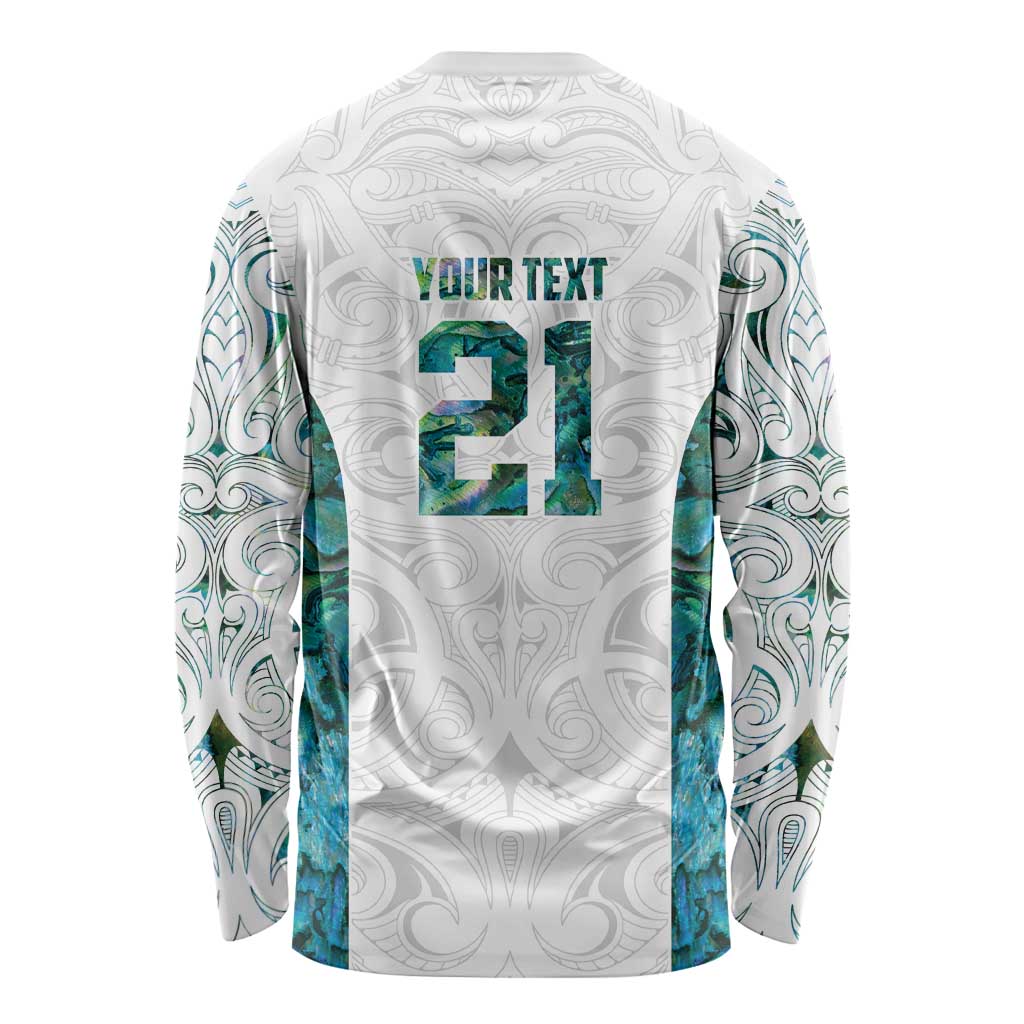 Custom New Zealand Aotearoa Long Sleeve Shirt Green Maori Paua Shell Indigenous - Aussie Hoodie