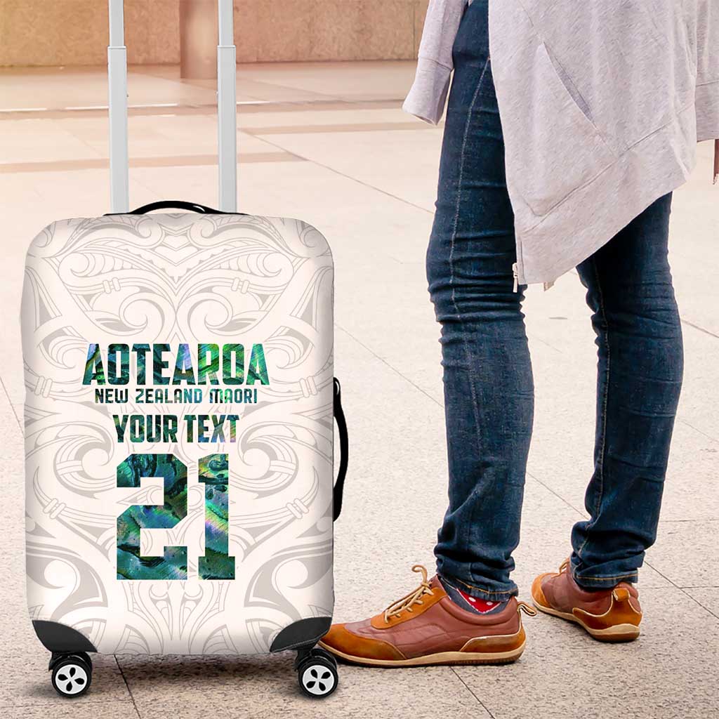 Custom New Zealand Aotearoa Luggage Cover Green Maori Paua Shell Indigenous - Aussie Hoodie