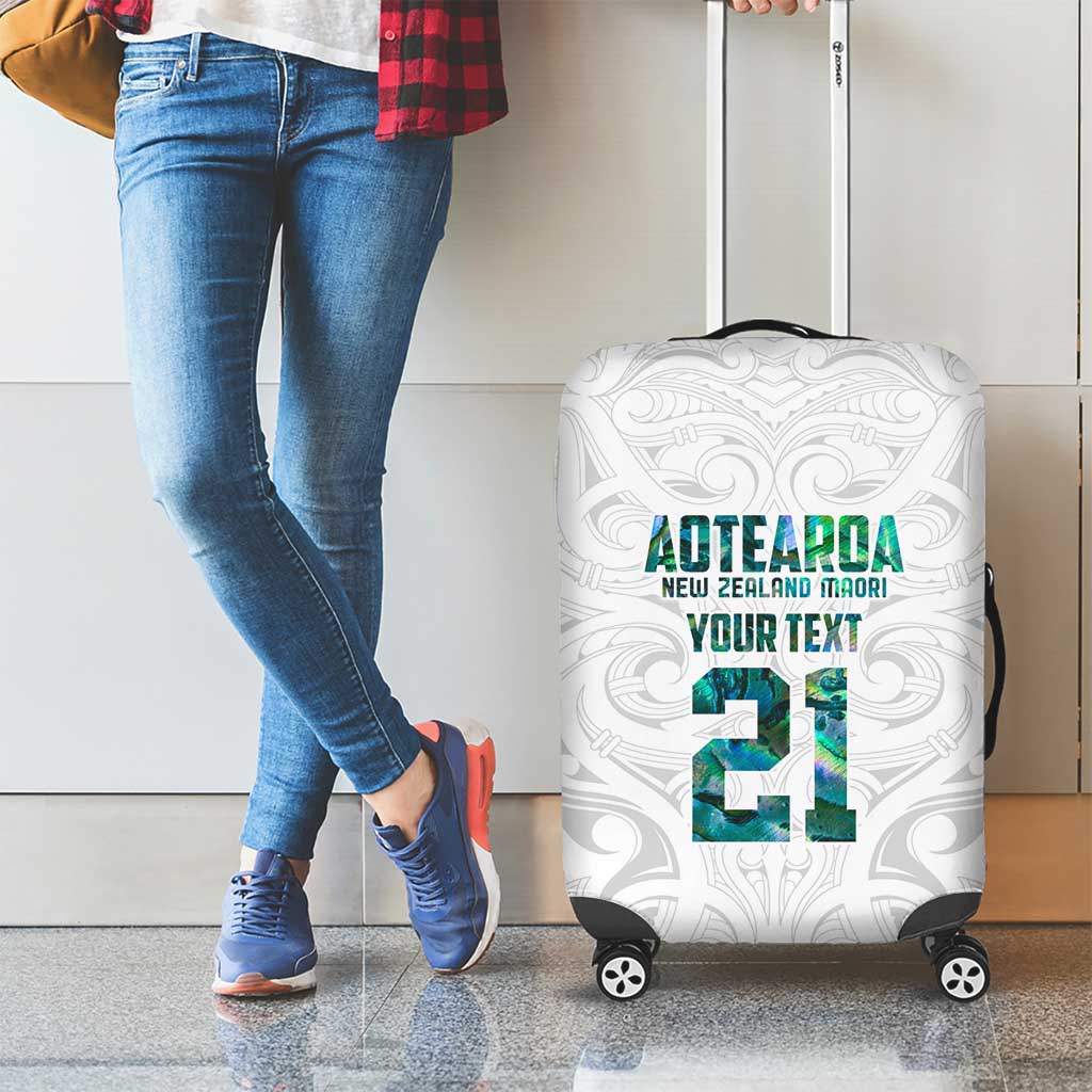 Custom New Zealand Aotearoa Luggage Cover Green Maori Paua Shell Indigenous - Aussie Hoodie