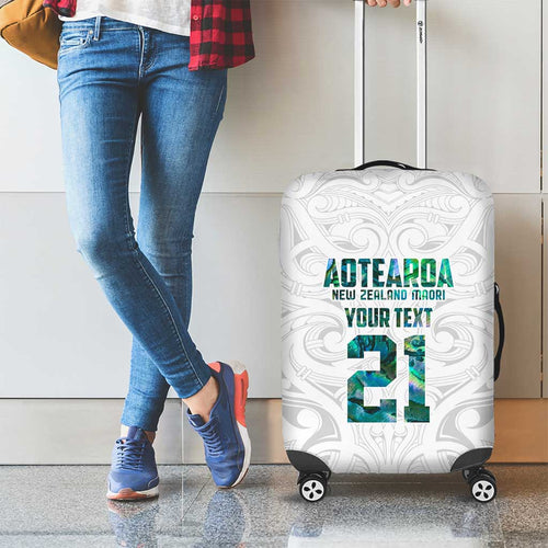 Custom New Zealand Aotearoa Luggage Cover Green Maori Paua Shell Indigenous - Aussie Hoodie