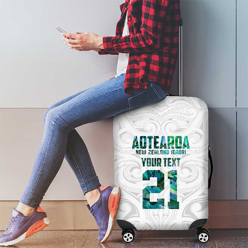 Custom New Zealand Aotearoa Luggage Cover Green Maori Paua Shell Indigenous - Aussie Hoodie