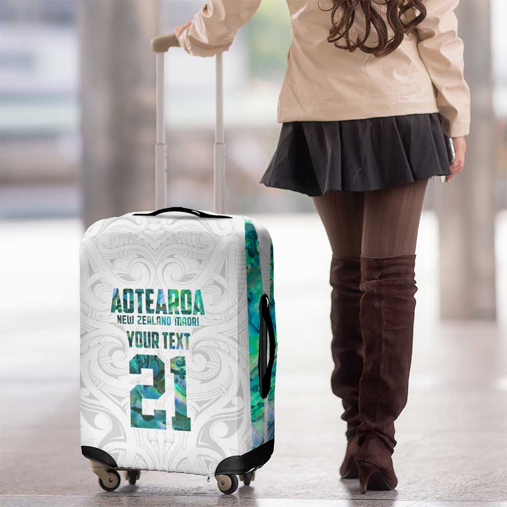 Custom New Zealand Aotearoa Luggage Cover Green Maori Paua Shell Indigenous - Aussie Hoodie