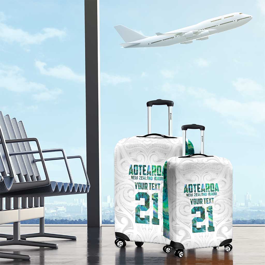 Custom New Zealand Aotearoa Luggage Cover Green Maori Paua Shell Indigenous - Aussie Hoodie
