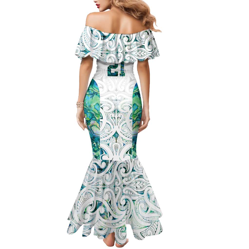 Custom New Zealand Aotearoa Mermaid Dress Green Maori Paua Shell Indigenous - Aussie Hoodie