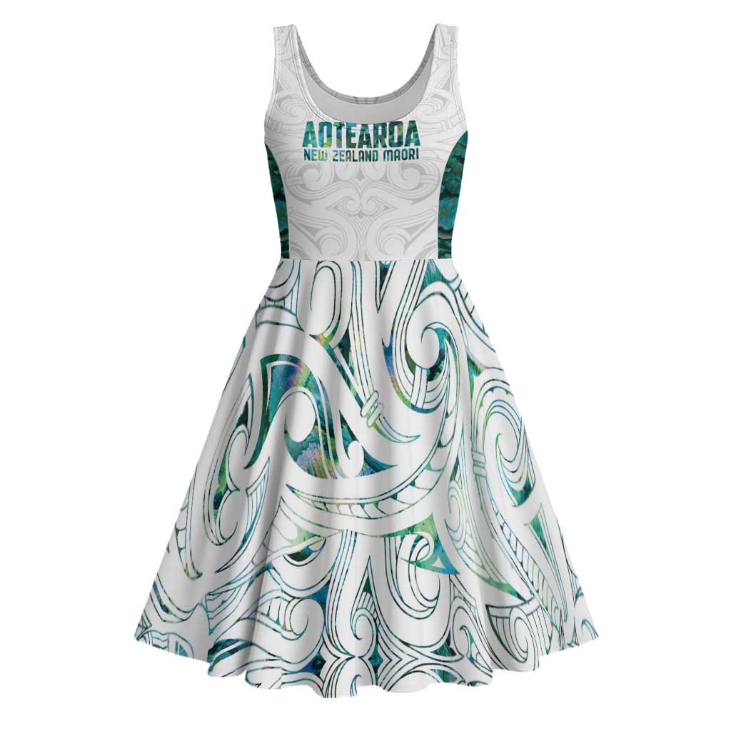 Custom New Zealand Aotearoa Midi Dress Green Maori Paua Shell Indigenous - Aussie Hoodie