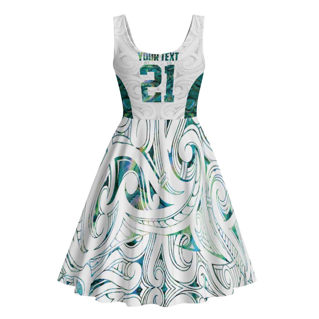 Custom New Zealand Aotearoa Midi Dress Green Maori Paua Shell Indigenous - Aussie Hoodie