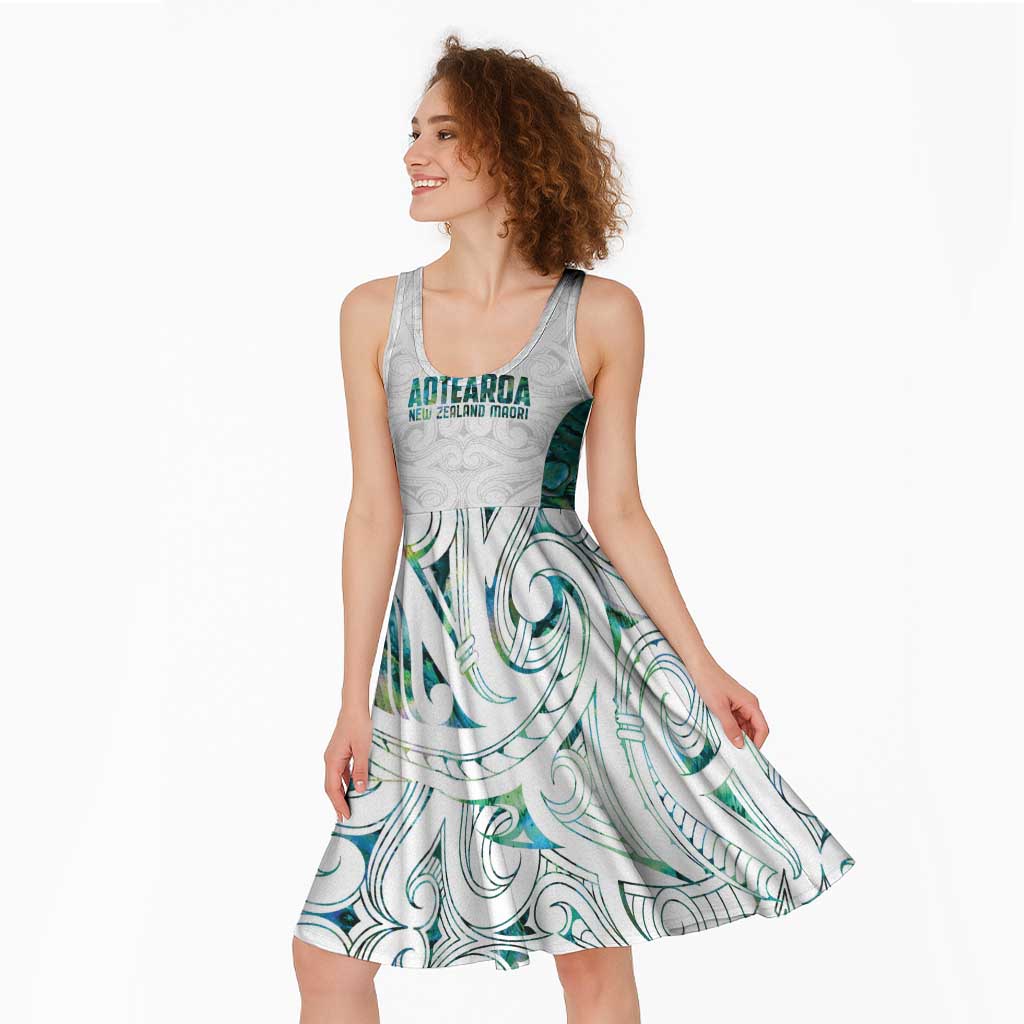 Custom New Zealand Aotearoa Midi Dress Green Maori Paua Shell Indigenous - Aussie Hoodie