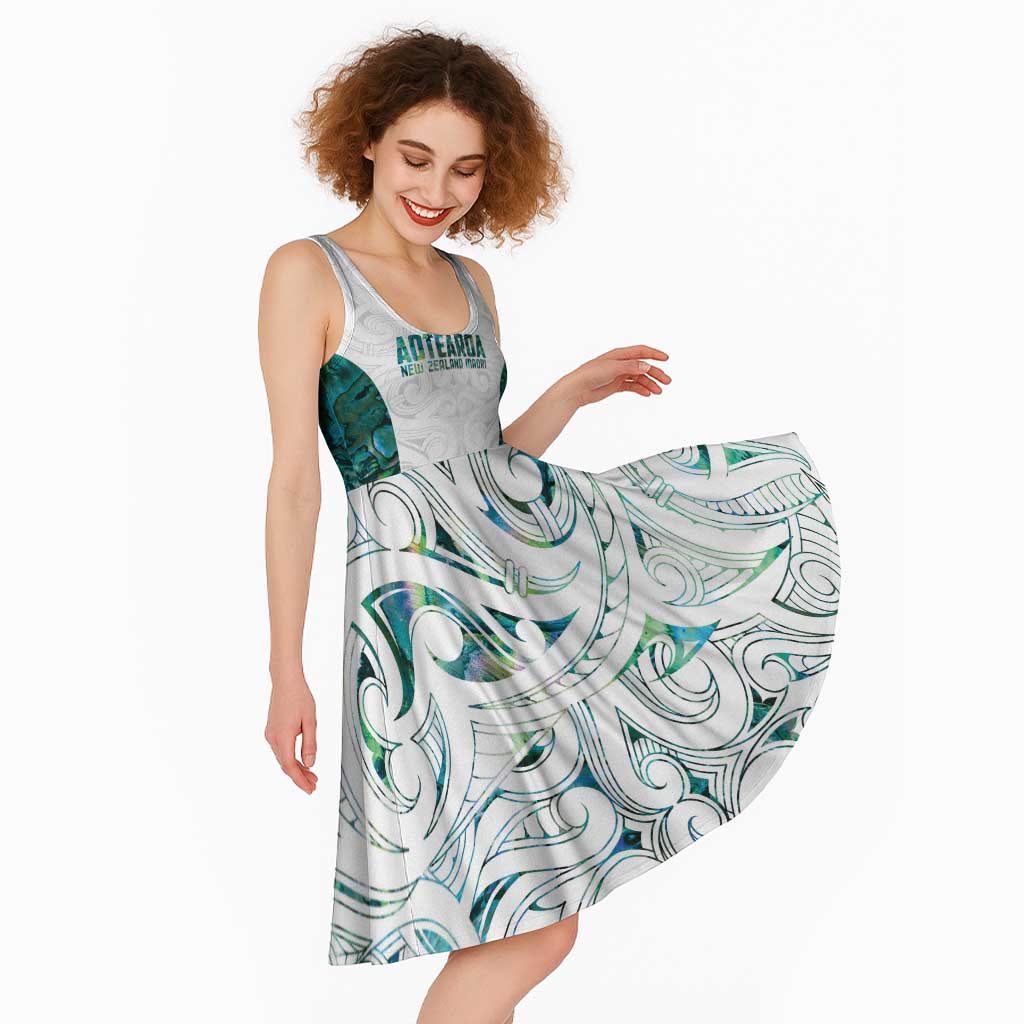 Custom New Zealand Aotearoa Midi Dress Green Maori Paua Shell Indigenous - Aussie Hoodie