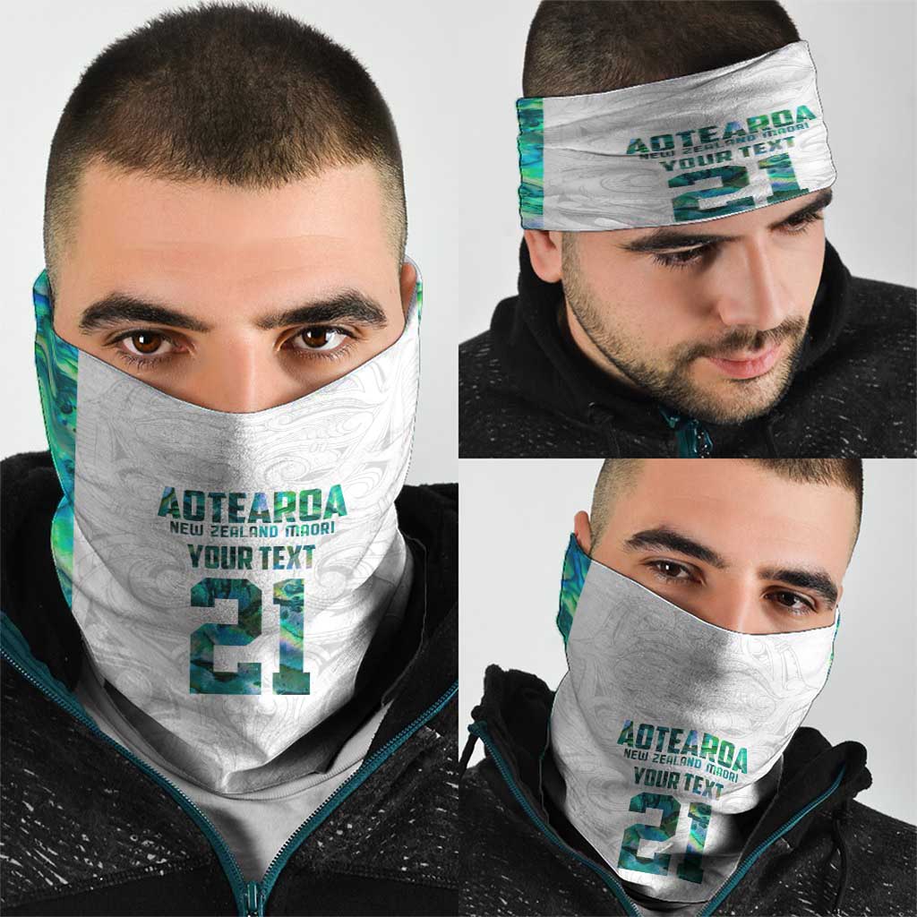 Custom New Zealand Aotearoa Neck Gaiter Green Maori Paua Shell Indigenous LT9