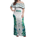 Custom New Zealand Aotearoa Off Shoulder Maxi Dress Green Maori Paua Shell Indigenous - Aussie Hoodie