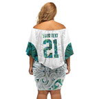 Custom New Zealand Aotearoa Off Shoulder Short Dress Green Maori Paua Shell Indigenous - Aussie Hoodie