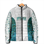 Custom New Zealand Aotearoa Padded Jacket Green Maori Paua Shell Indigenous - Aussie Hoodie