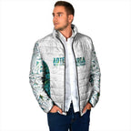 Custom New Zealand Aotearoa Padded Jacket Green Maori Paua Shell Indigenous - Aussie Hoodie