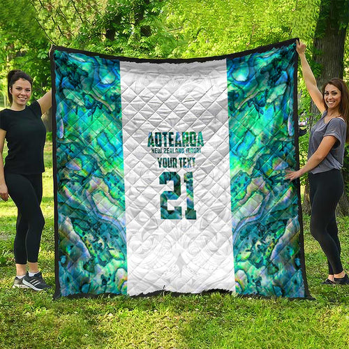 Custom New Zealand Aotearoa Quilt Green Maori Paua Shell Indigenous - Aussie Hoodie