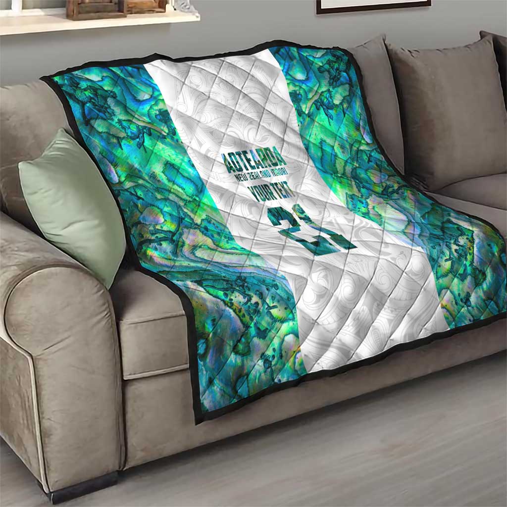 Custom New Zealand Aotearoa Quilt Green Maori Paua Shell Indigenous - Aussie Hoodie