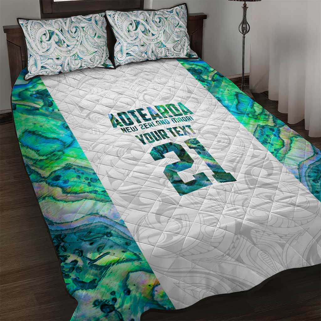 Custom New Zealand Aotearoa Quilt Bed Set Green Maori Paua Shell Indigenous - Aussie Hoodie