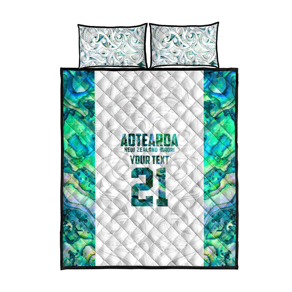 Custom New Zealand Aotearoa Quilt Bed Set Green Maori Paua Shell Indigenous - Aussie Hoodie