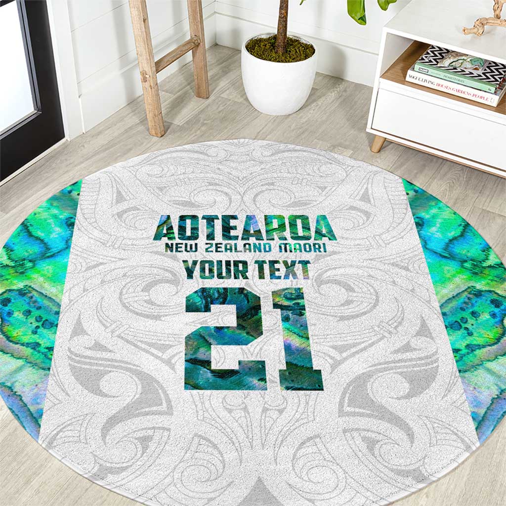 Custom New Zealand Aotearoa Round Carpet Green Maori Paua Shell Indigenous - Aussie Hoodie