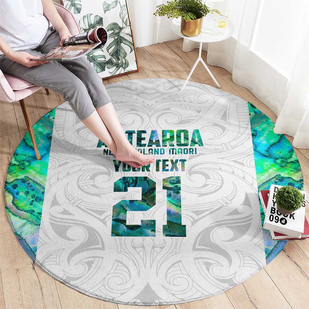 Custom New Zealand Aotearoa Round Carpet Green Maori Paua Shell Indigenous - Aussie Hoodie