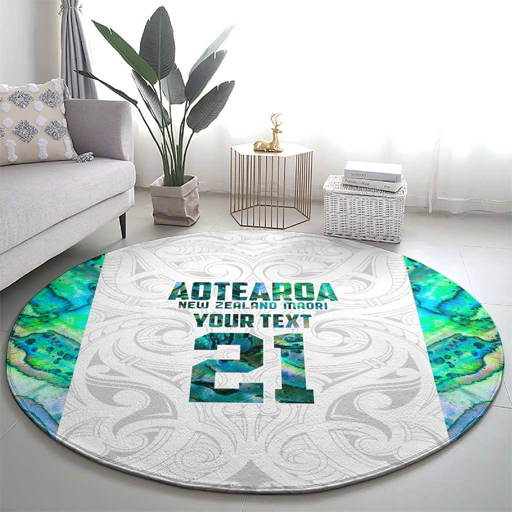 Custom New Zealand Aotearoa Round Carpet Green Maori Paua Shell Indigenous - Aussie Hoodie