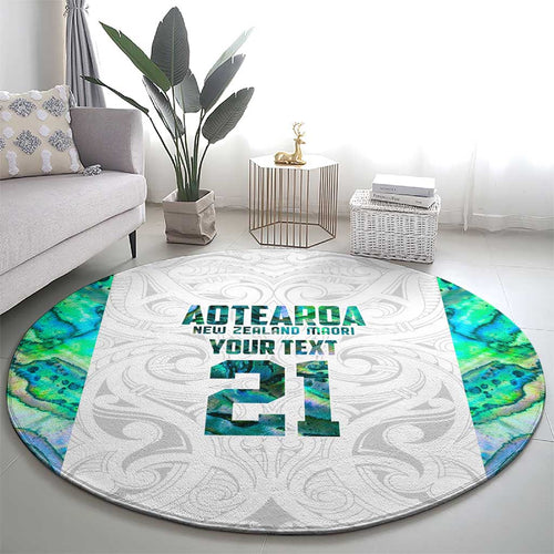 Custom New Zealand Aotearoa Round Carpet Green Maori Paua Shell Indigenous - Aussie Hoodie