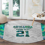 Custom New Zealand Aotearoa Round Carpet Green Maori Paua Shell Indigenous - Aussie Hoodie