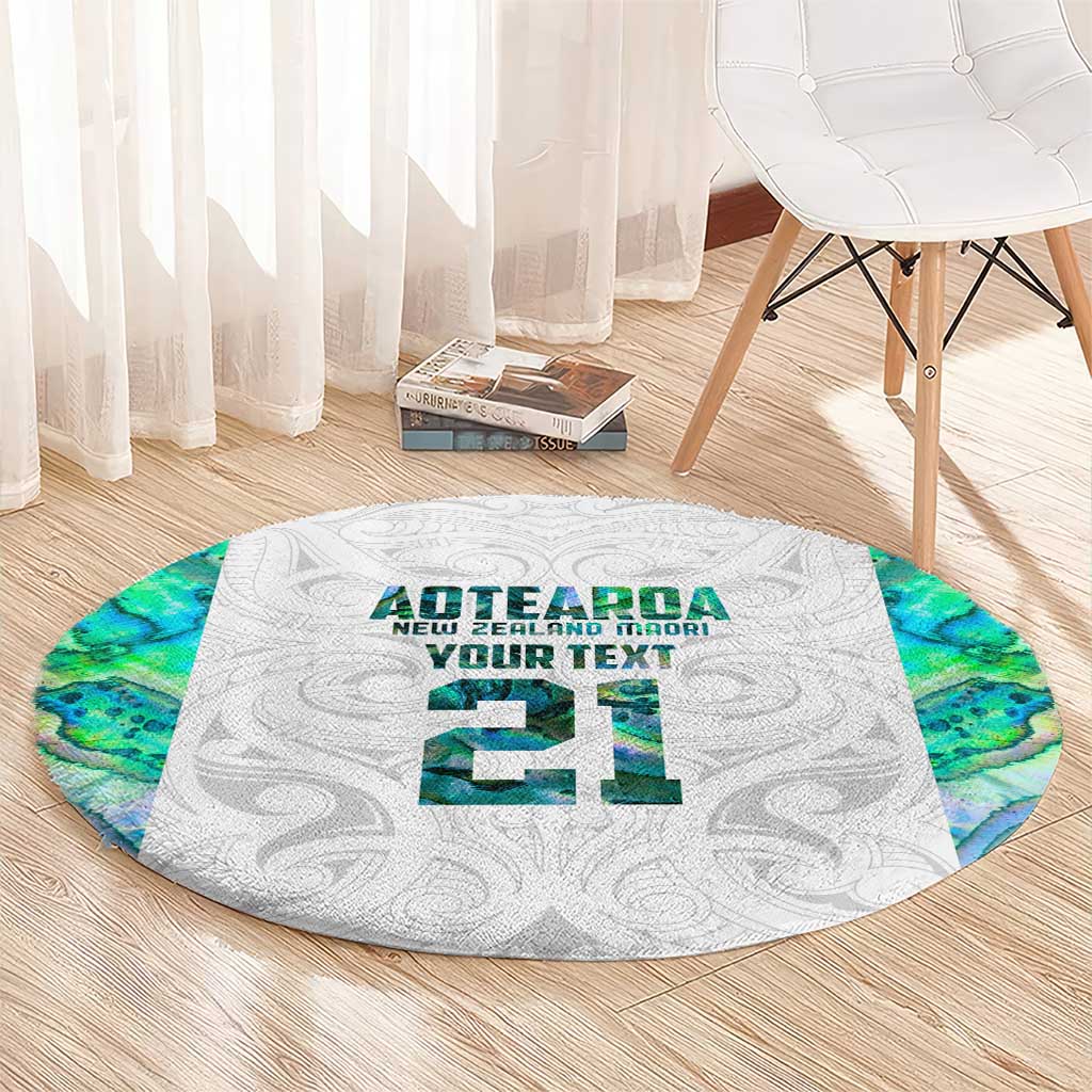 Custom New Zealand Aotearoa Round Carpet Green Maori Paua Shell Indigenous - Aussie Hoodie