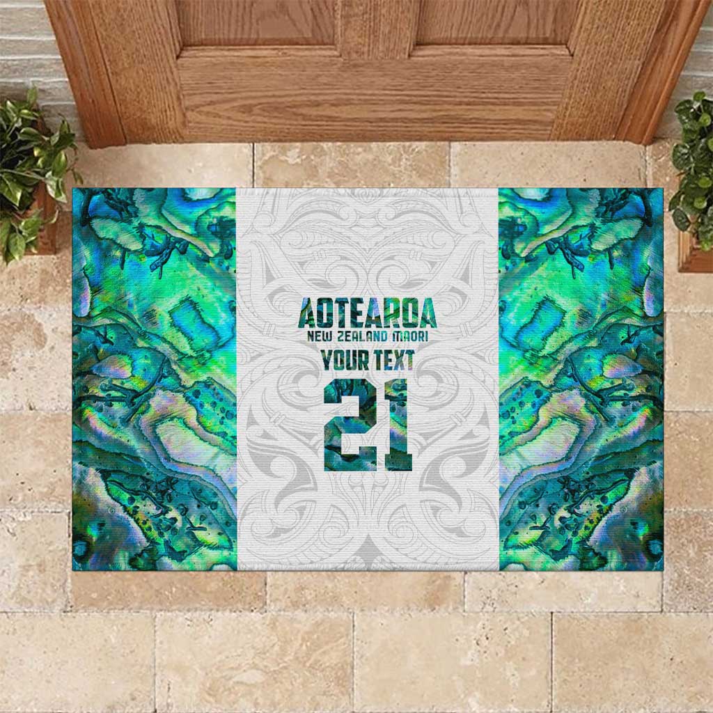 Custom New Zealand Aotearoa Rubber Doormat Green Maori Paua Shell Indigenous - Aussie Hoodie