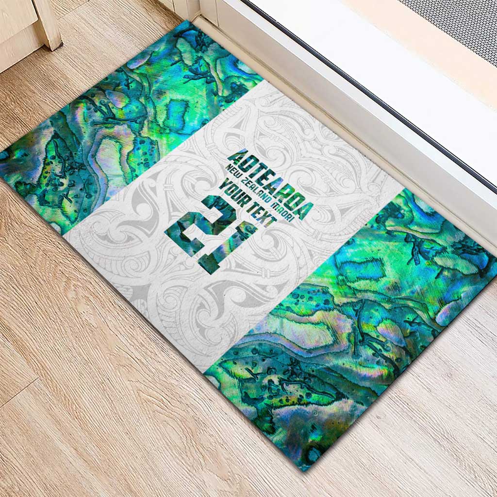 Custom New Zealand Aotearoa Rubber Doormat Green Maori Paua Shell Indigenous - Aussie Hoodie