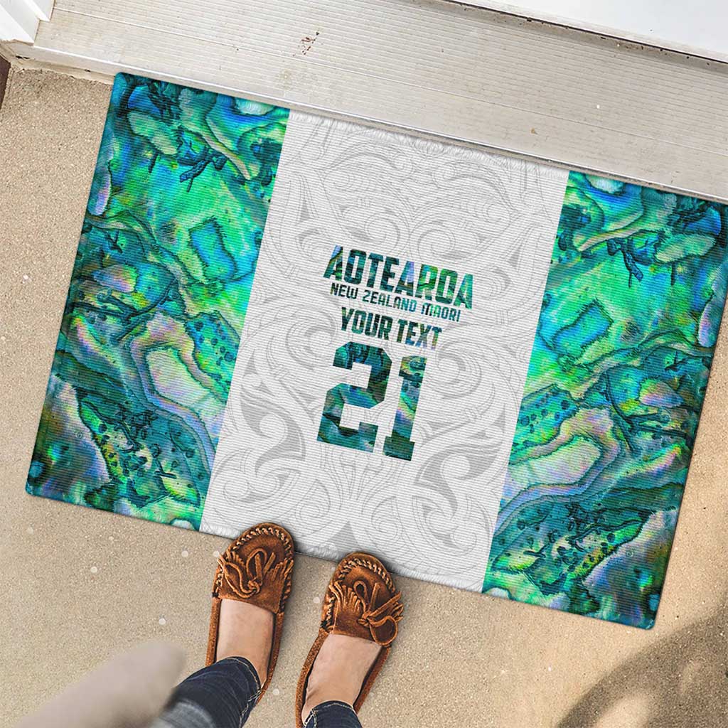 Custom New Zealand Aotearoa Rubber Doormat Green Maori Paua Shell Indigenous - Aussie Hoodie