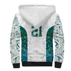 Custom New Zealand Aotearoa Sherpa Hoodie Green Maori Paua Shell Indigenous - Aussie Hoodie