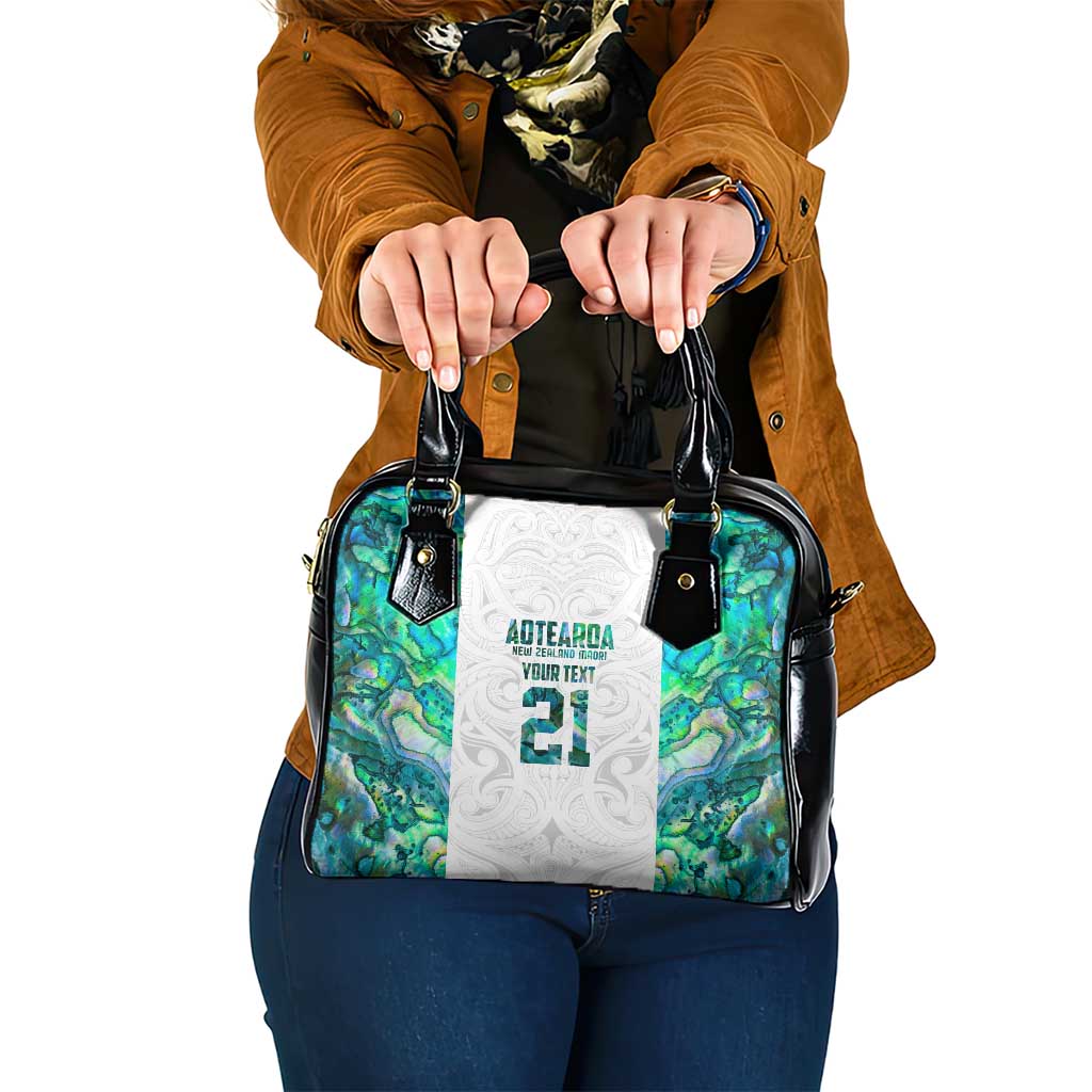 Custom New Zealand Aotearoa Shoulder Handbag Green Maori Paua Shell Indigenous - Aussie Hoodie
