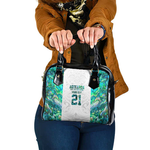 Custom New Zealand Aotearoa Shoulder Handbag Green Maori Paua Shell Indigenous - Aussie Hoodie
