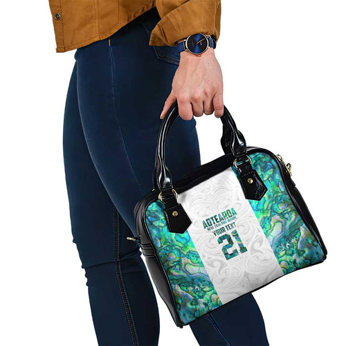 Custom New Zealand Aotearoa Shoulder Handbag Green Maori Paua Shell Indigenous - Aussie Hoodie