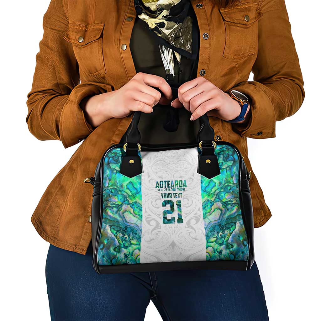 Custom New Zealand Aotearoa Shoulder Handbag Green Maori Paua Shell Indigenous - Aussie Hoodie
