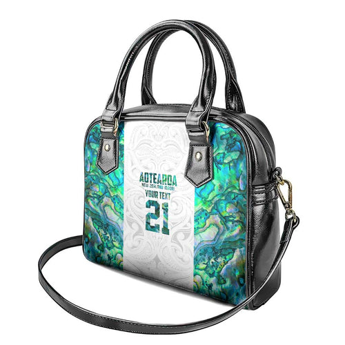 Custom New Zealand Aotearoa Shoulder Handbag Green Maori Paua Shell Indigenous - Aussie Hoodie
