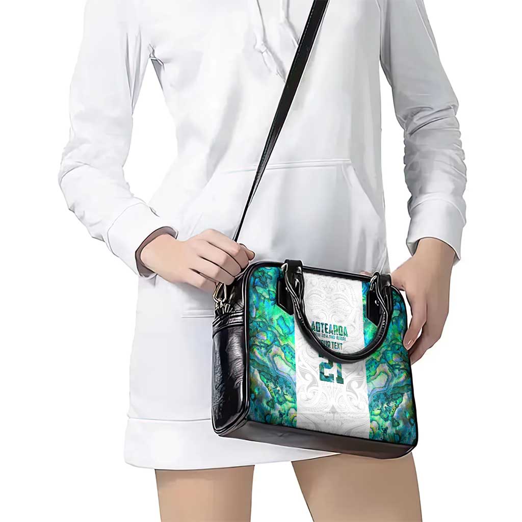 Custom New Zealand Aotearoa Shoulder Handbag Green Maori Paua Shell Indigenous - Aussie Hoodie