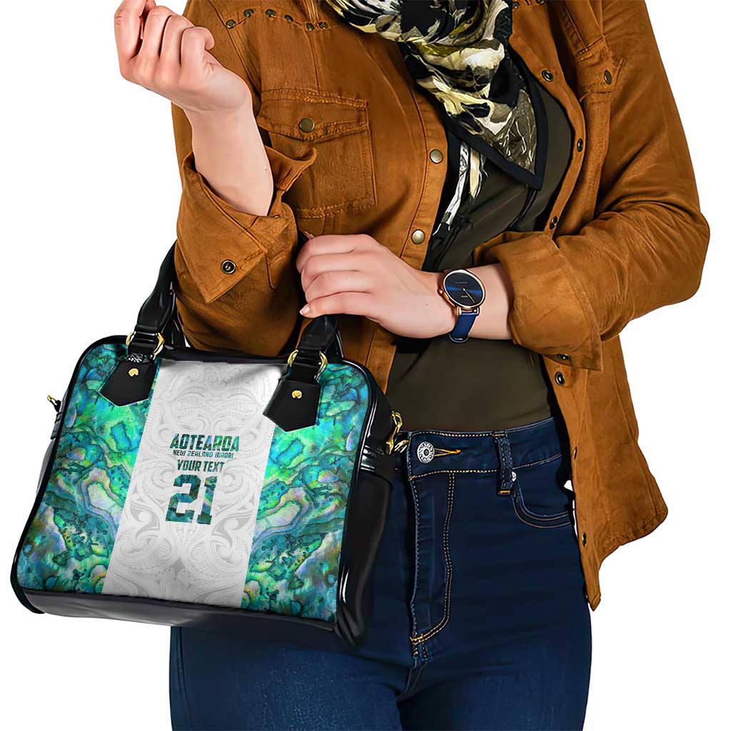 Custom New Zealand Aotearoa Shoulder Handbag Green Maori Paua Shell Indigenous - Aussie Hoodie