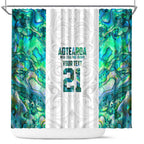 Custom New Zealand Aotearoa Shower Curtain Green Maori Paua Shell Indigenous - Aussie Hoodie