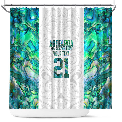 Custom New Zealand Aotearoa Shower Curtain Green Maori Paua Shell Indigenous - Aussie Hoodie