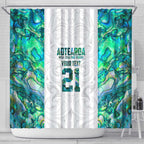 Custom New Zealand Aotearoa Shower Curtain Green Maori Paua Shell Indigenous - Aussie Hoodie
